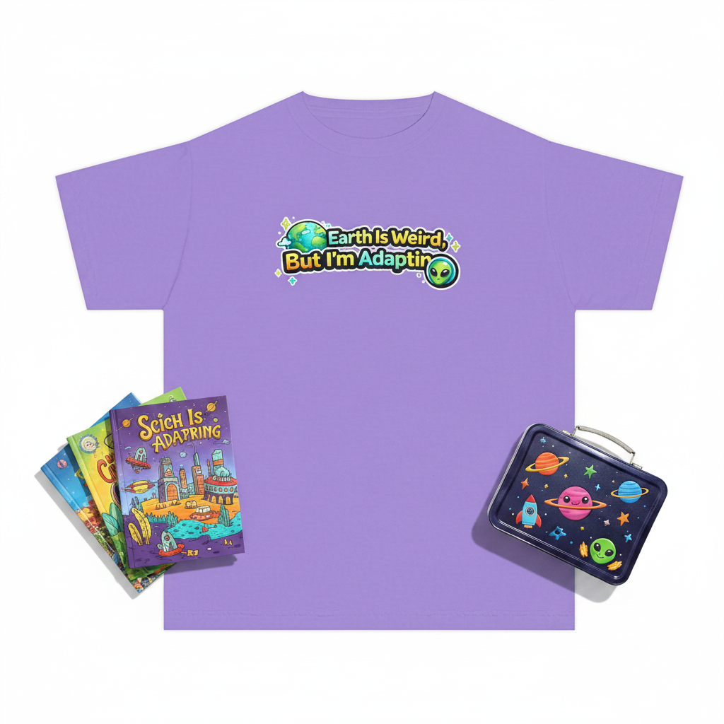 Earth Is Weird But I’m Adapting Youth T-Shirt — Funny Alien Kids Graphic Tee