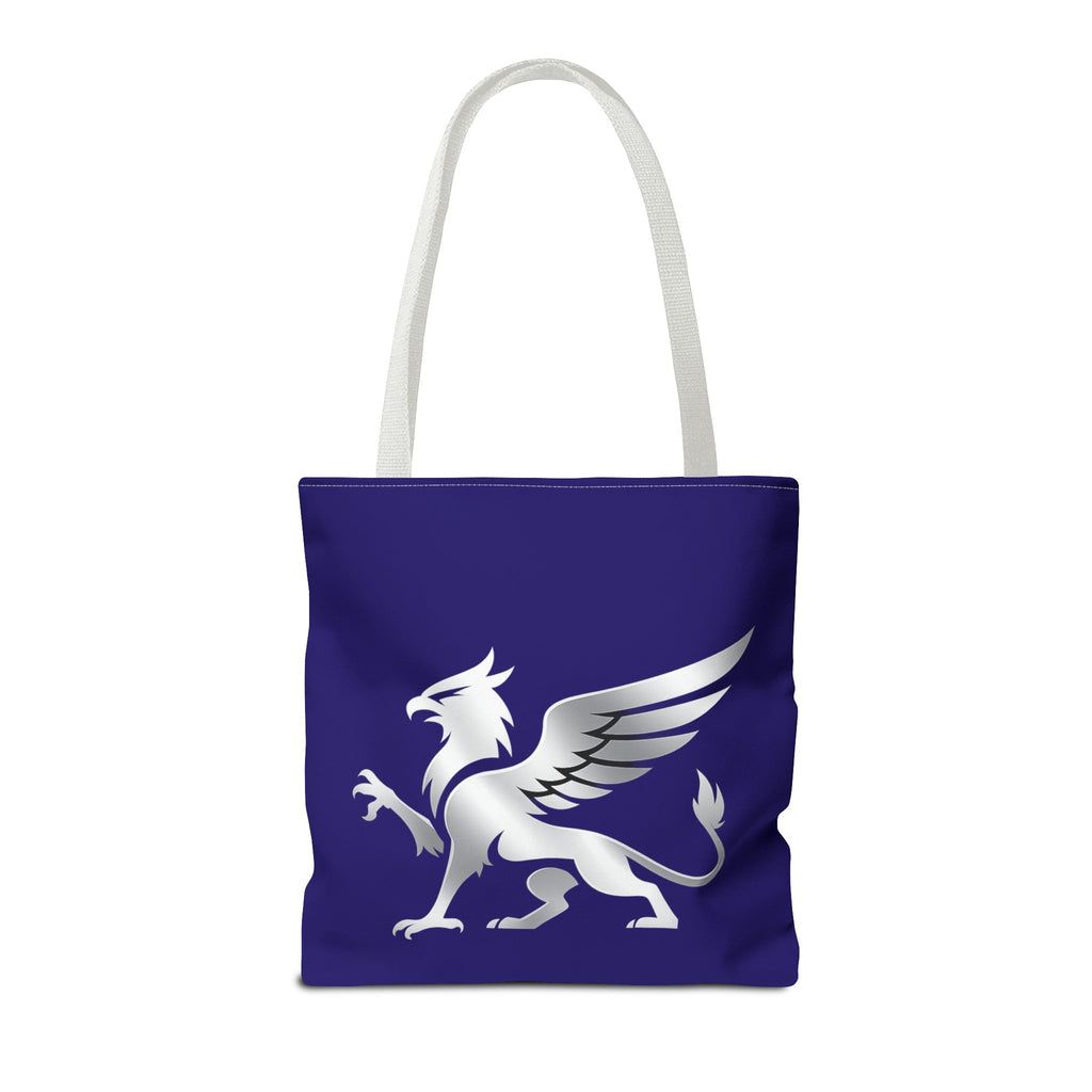 Griffin Tote Bag, blue Mythical Crest Bag, Fantasy Mythology Market Tote - Mutantur Labs LLC