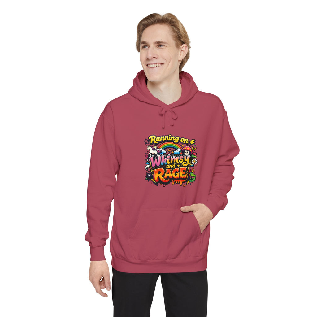 Hoodie — "Running on a Whimsy and Rage" Colorful Graphic Pullover