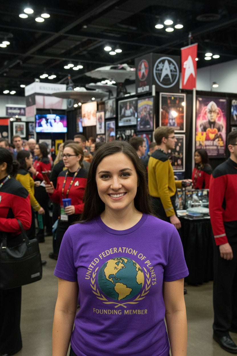 United Federation of Planets Earth V-Neck T-Shirt | Sci-Fi Inspired Women's Graphic Tee - Mutantur Labs LLC
