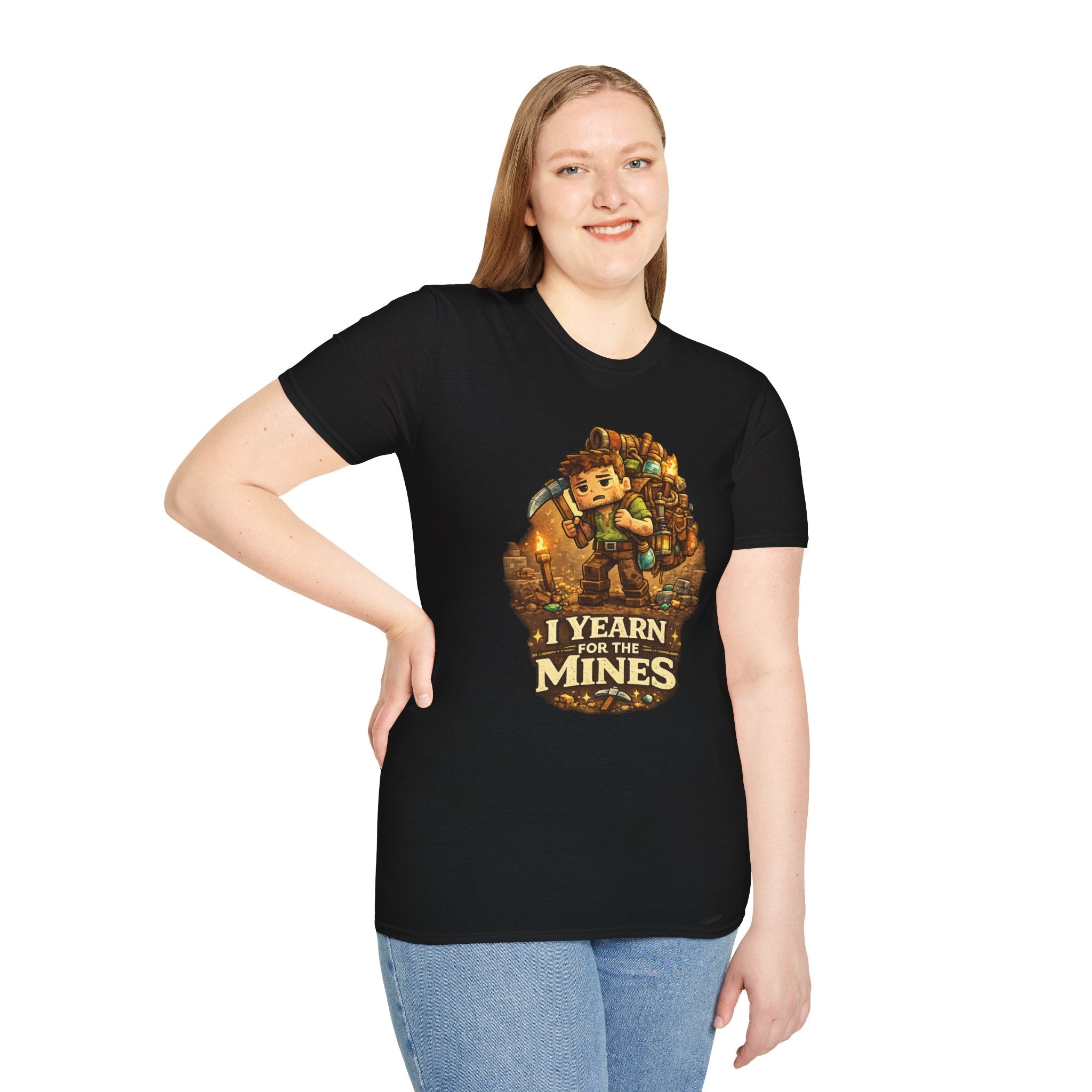 Funny Mining Gamer T-Shirt | I Yearn for the Mines Graphic Tee | Fantasy Adventure Shirt - Mutantur Labs LLC