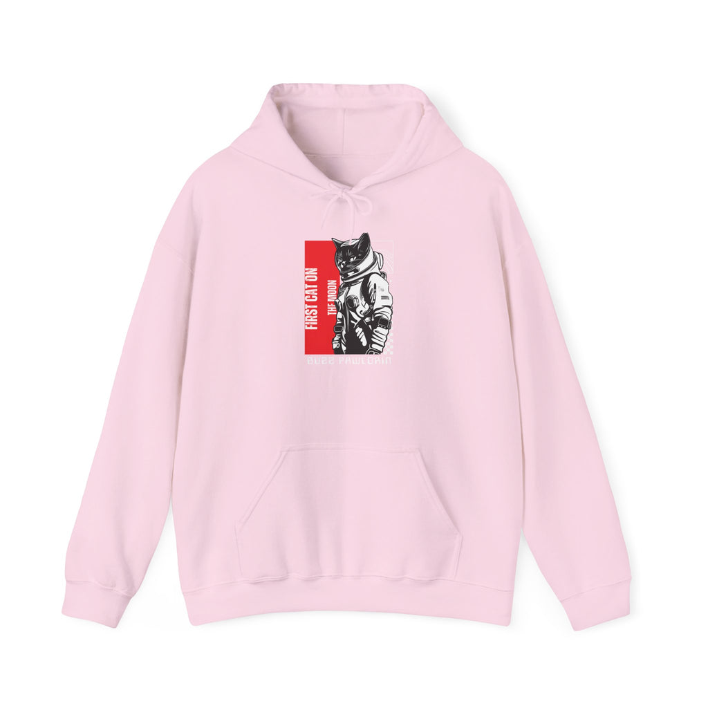 First Cat on the Moon Buzz Pawldrin Astronaut Graphic Unisex Hoodie, - Mutantur Labs LLC