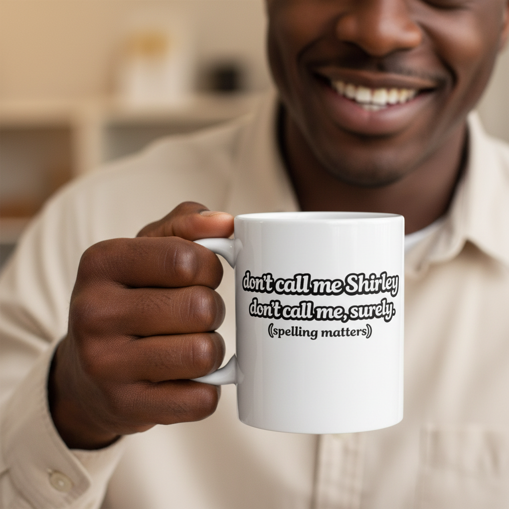 Shirley Coffee Mug — "Don't Call Me Shirley" Funny Ceramic Coffee Cup 11oz, - Mutantur Labs LLC