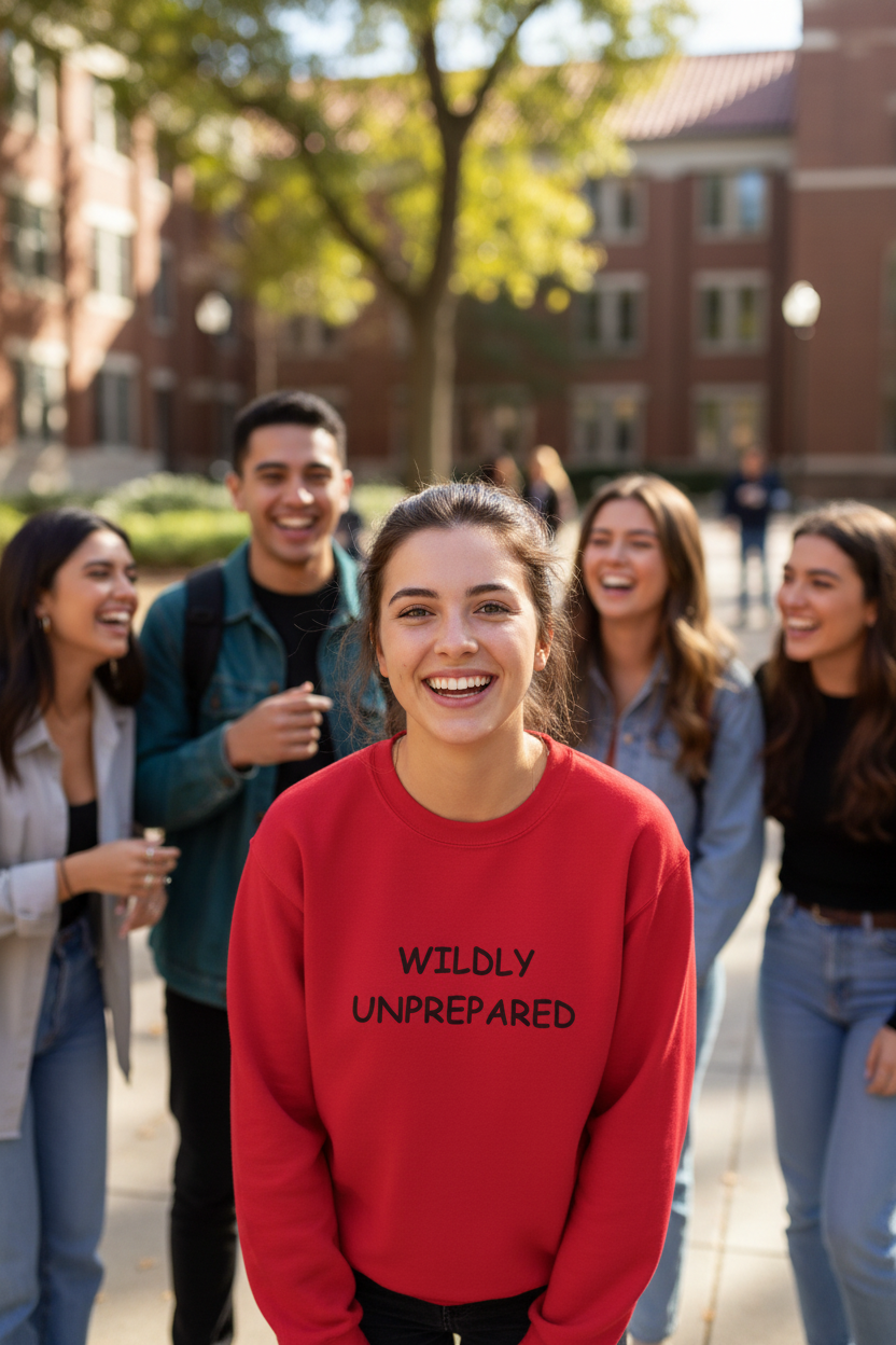 Wildly Unprepared Funny Crewneck Sweatshirt | Cozy Sarcastic Graphic Pullover