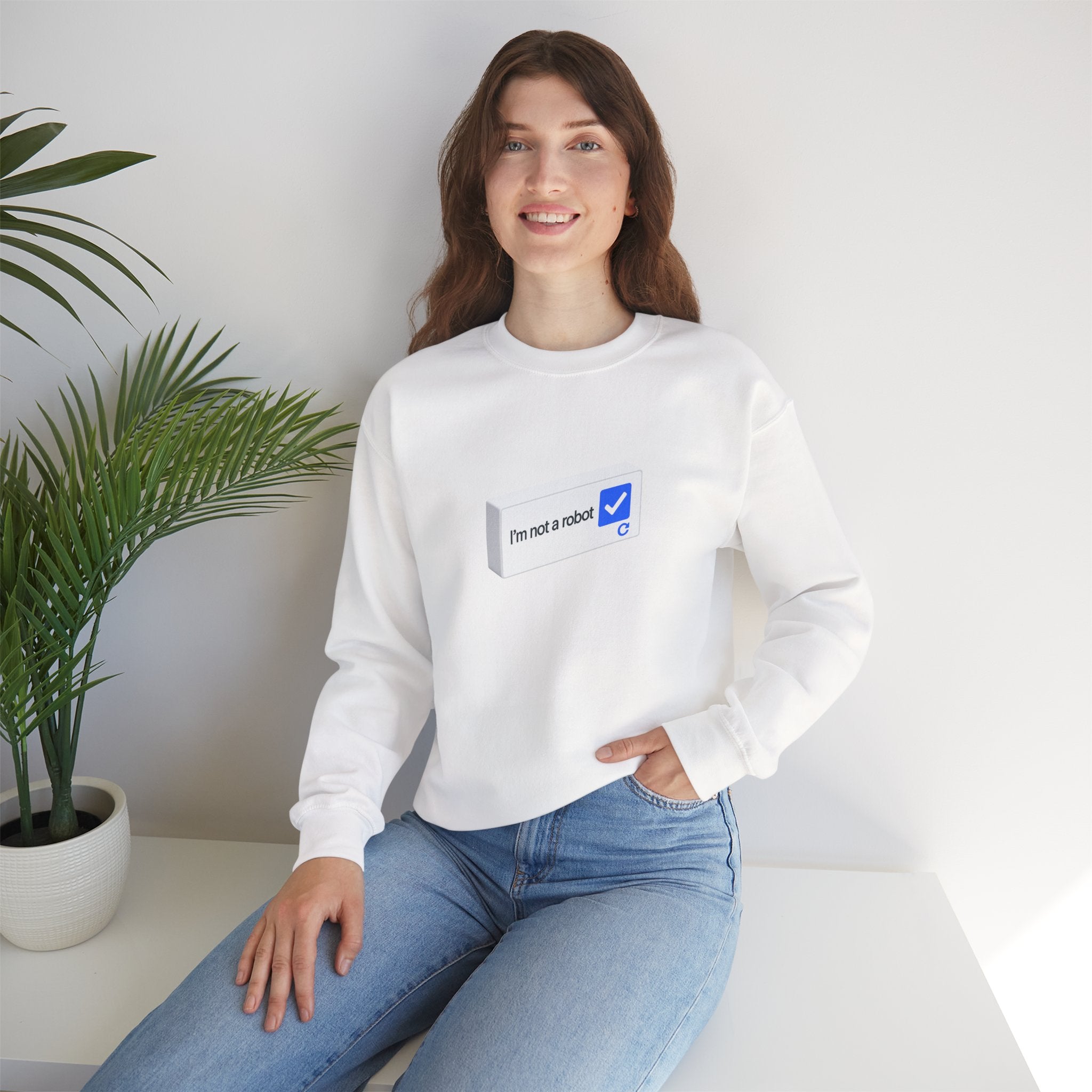 I'm Not a Robot checkbox graphic Sweatshirt | CAPTCHA humor - Mutantur Labs LLC