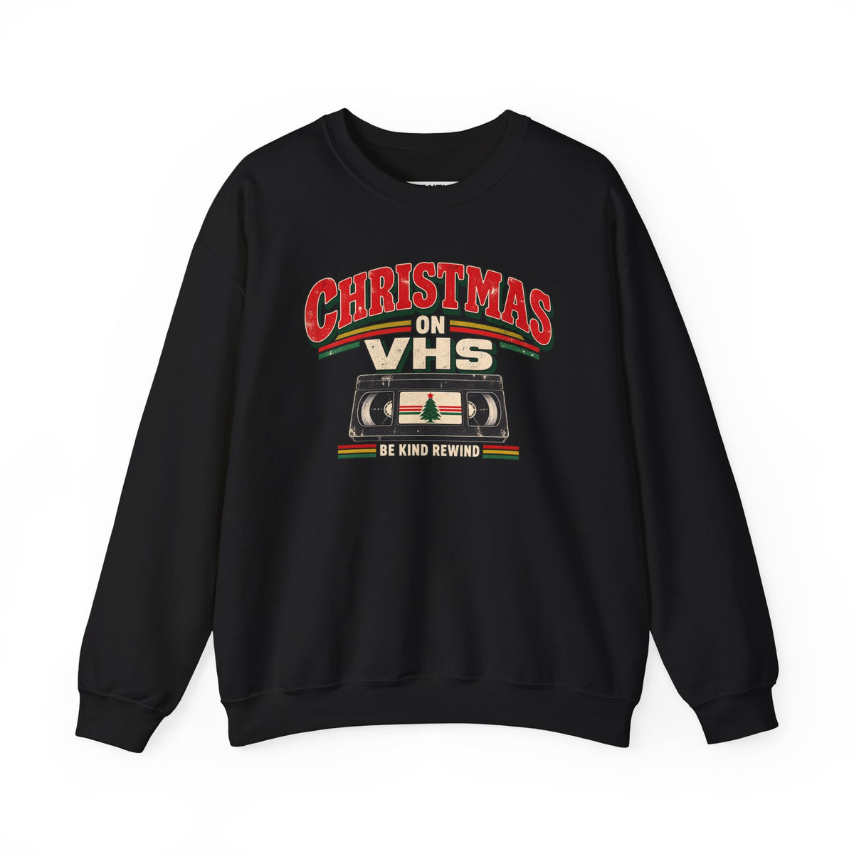 Christmas on VHS retro 80s vintage holiday crewneck sweatshirt product photo