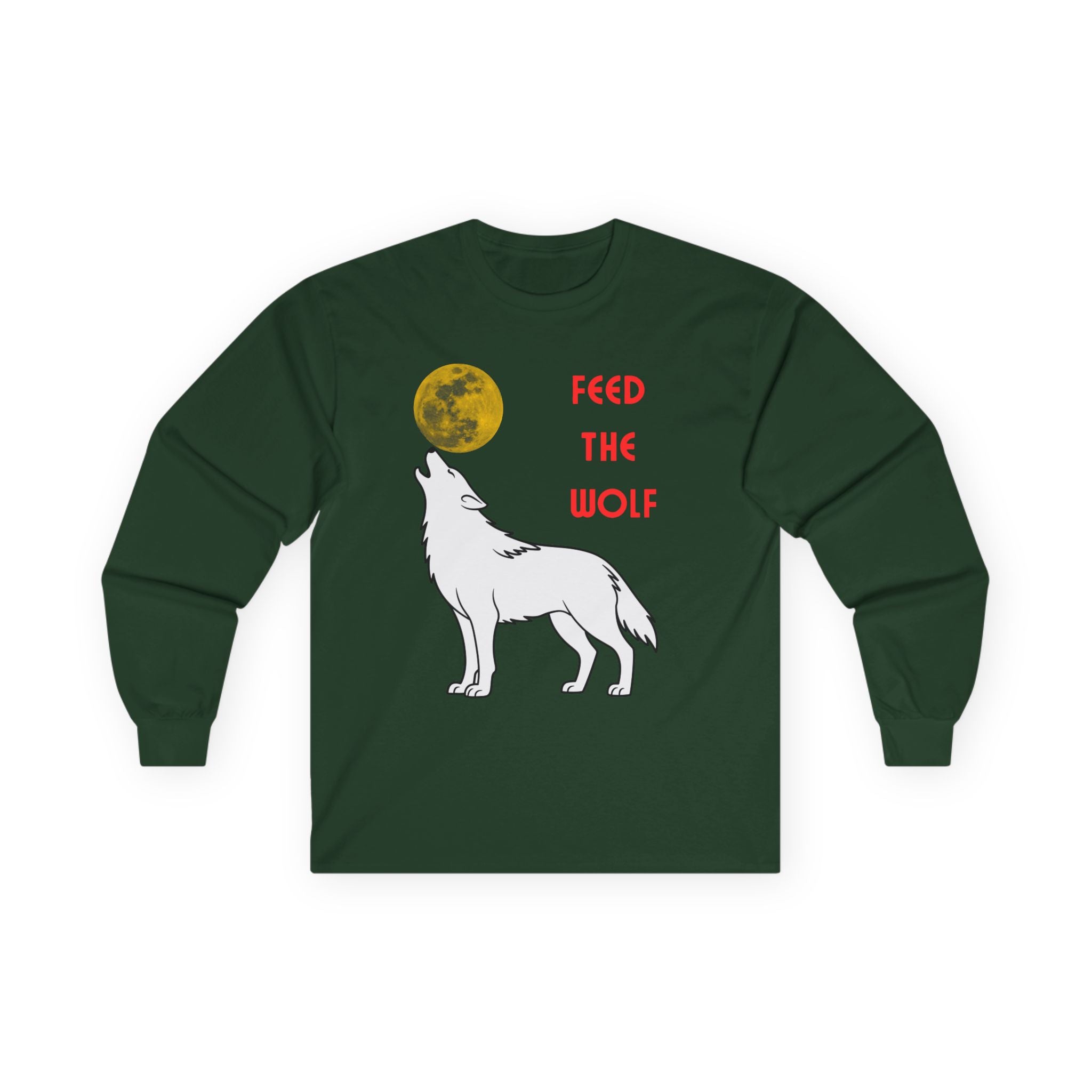 Feed the Wolf Long Sleeve Shirt | Howling Wolf Moon Graphic Tee - Mutantur Labs LLC