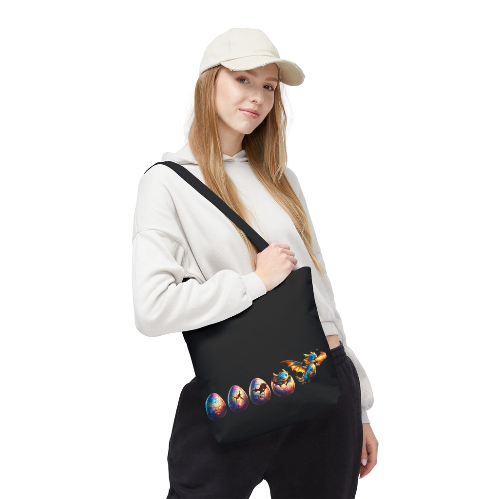Dragon Hatchling Tote Bag | Cute Baby Dragon Hatching from Egg Fantasy Bag - Mutantur Labs LLC