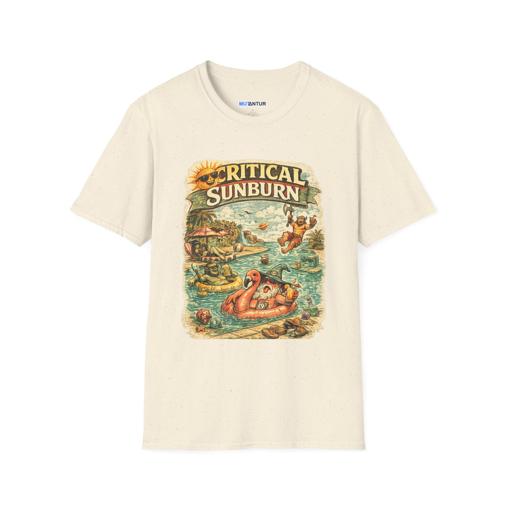 Critical Sunburn Beach T-Shirt – Retro Tropical Vacation Graphic Tee - Mutantur Labs LLC