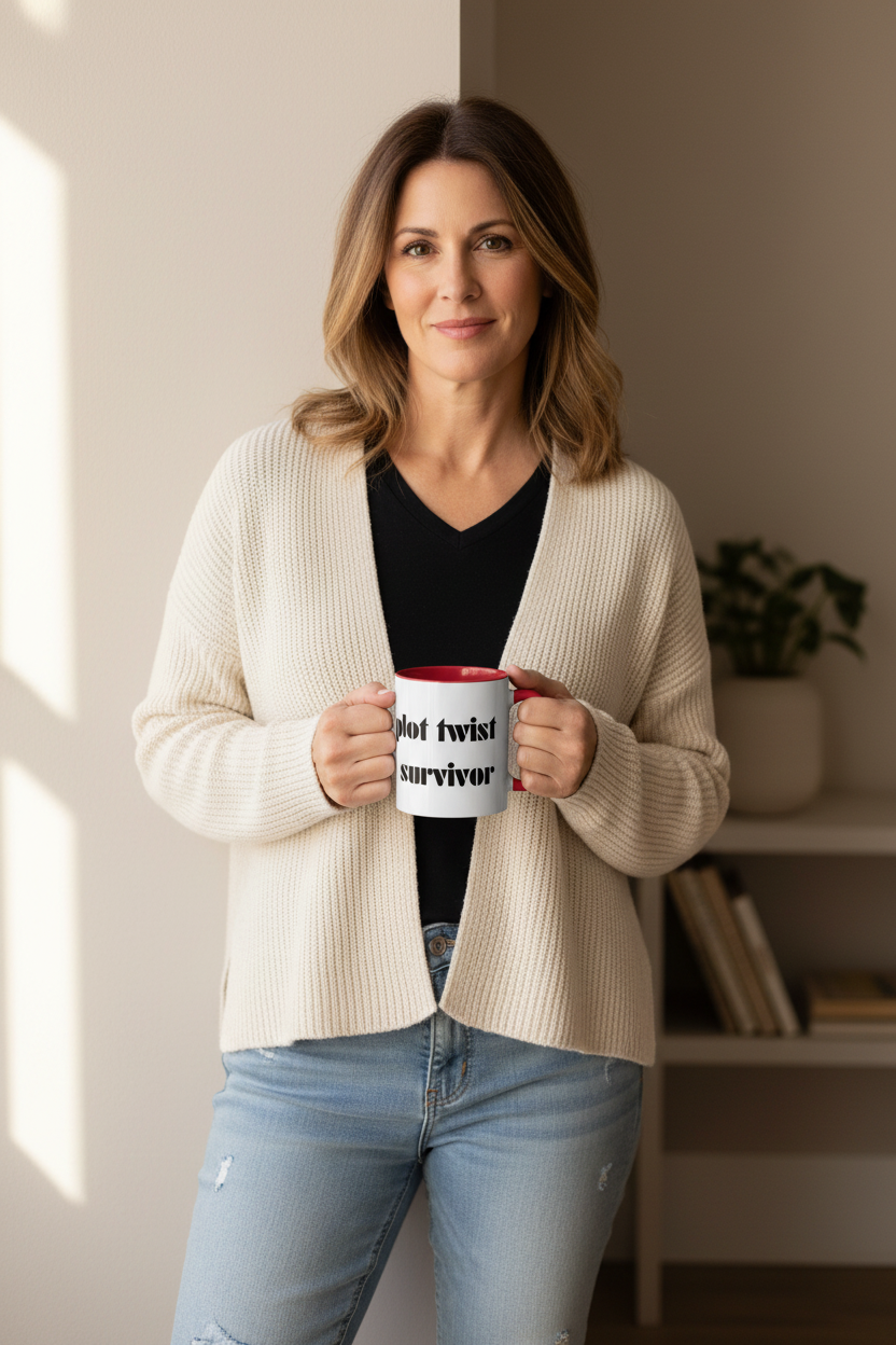 Plot Twist Survivor Accent Mug — Funny Resilience Coffee Cup 11oz