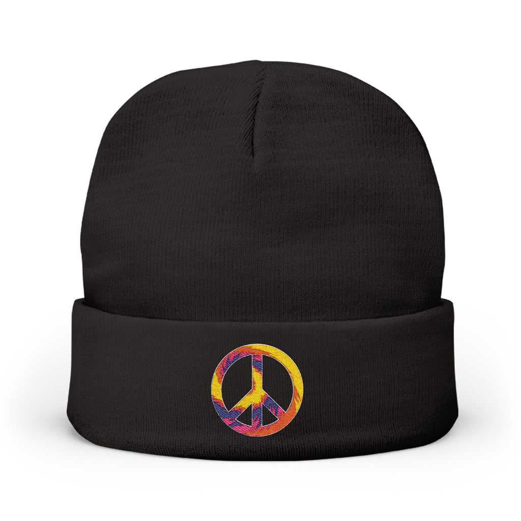 Embroidered Tie-Dye Peace Sign Beanie - Mutantur Labs LLC