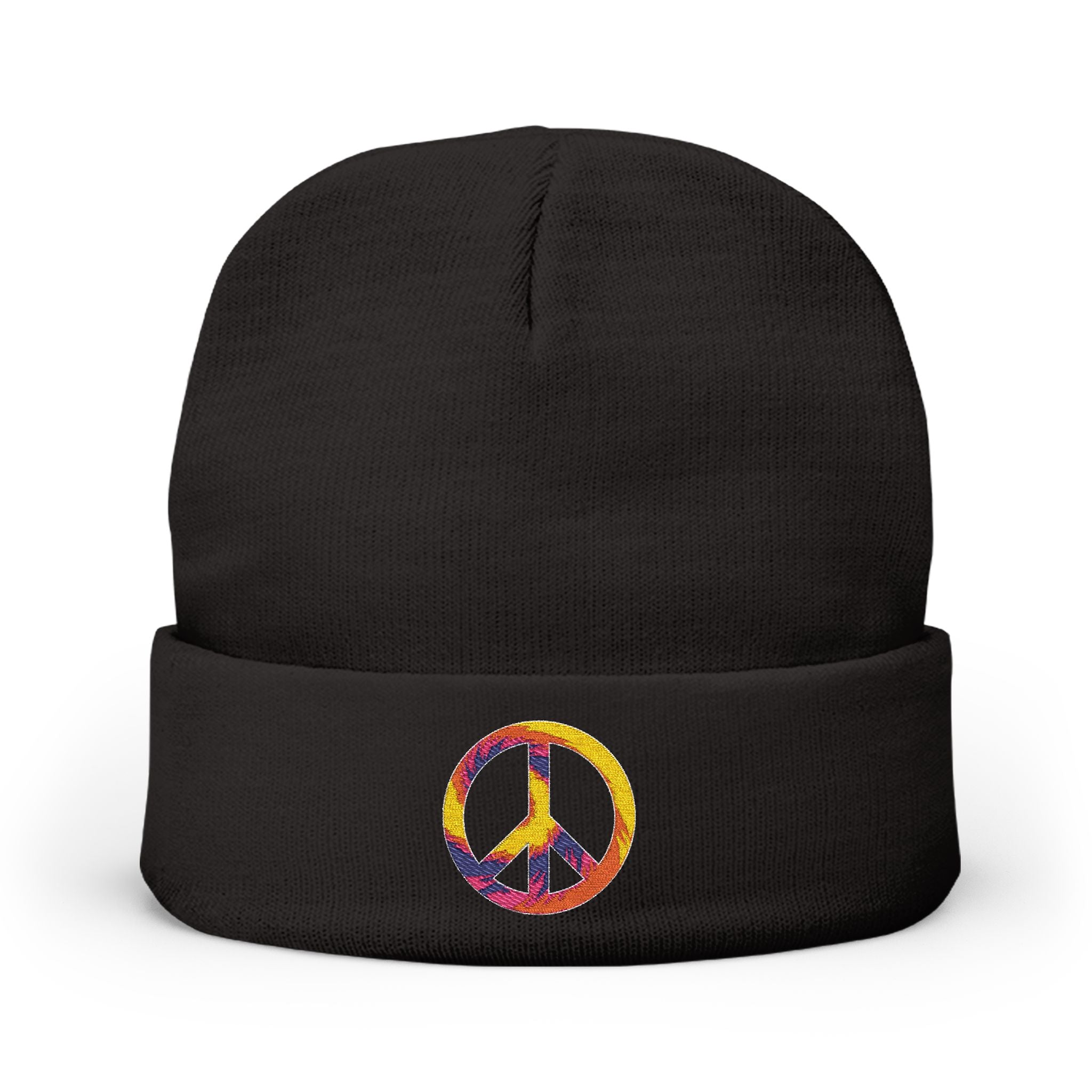 Embroidered Tie-Dye Peace Sign Beanie - Mutantur Labs LLC