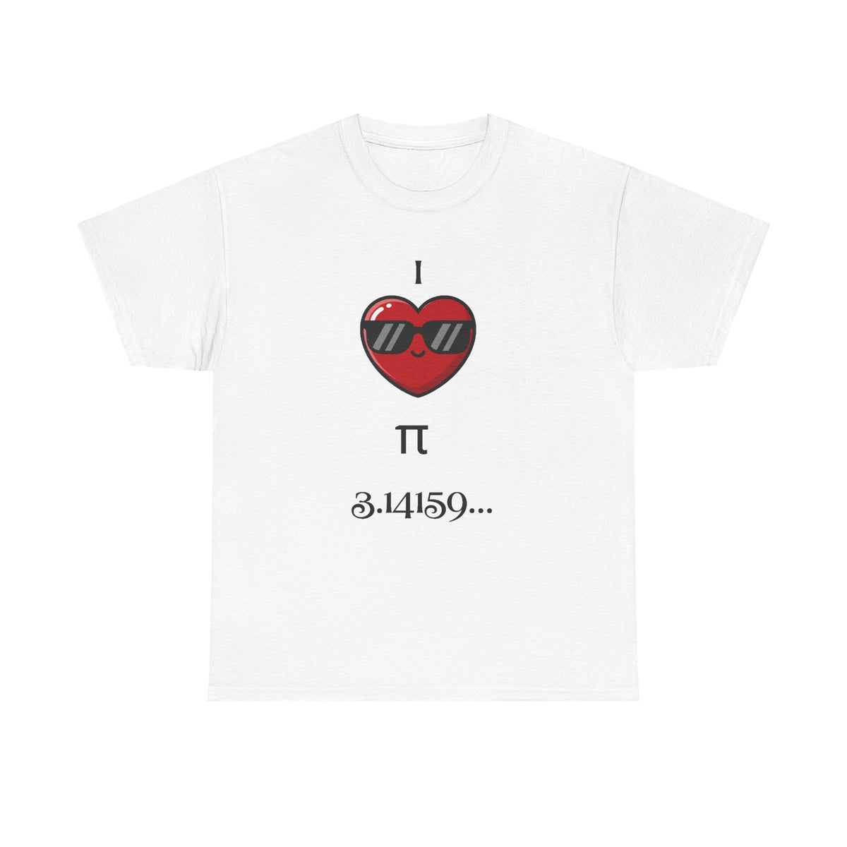 I Love Pi 3.14159 math lover graphic tee in white, front view