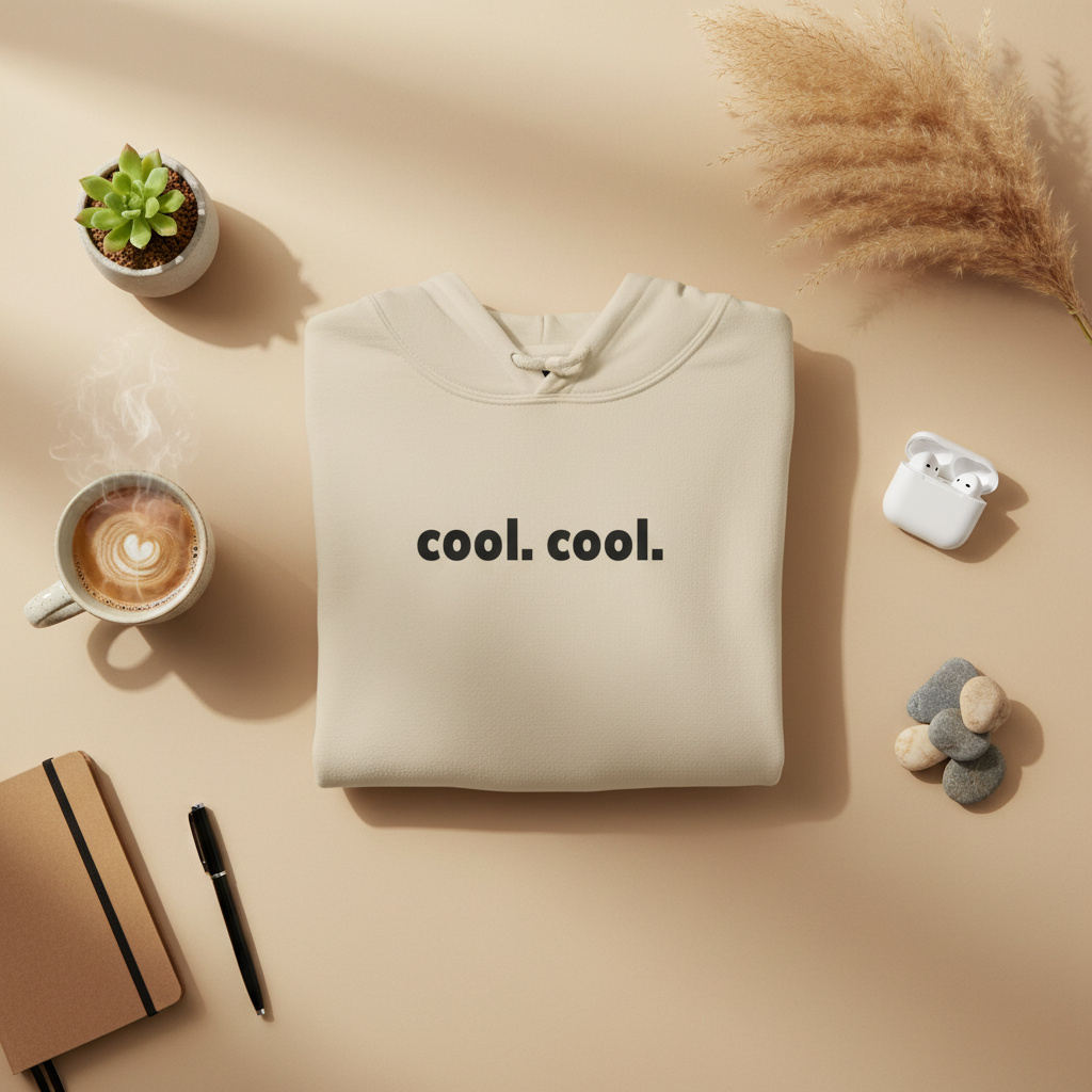cool. cool. Hoodie | Minimal Text Graphic Pullover