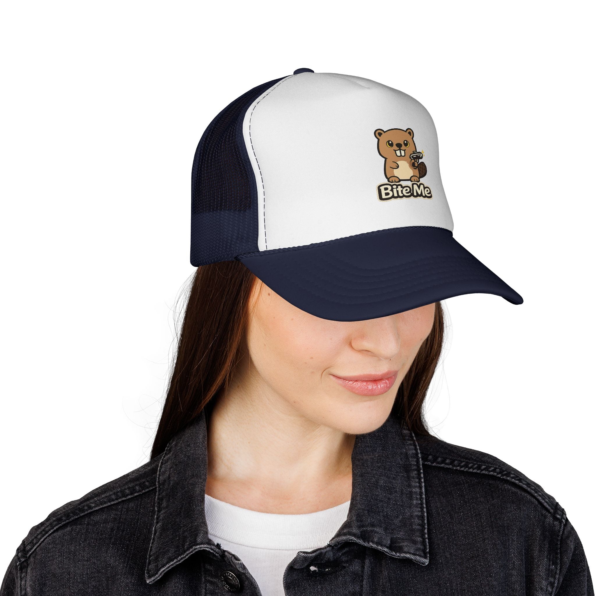 Bite Me Beaver Sci Fi Trucker Hat — Snapback Cap - Mutantur Labs LLC