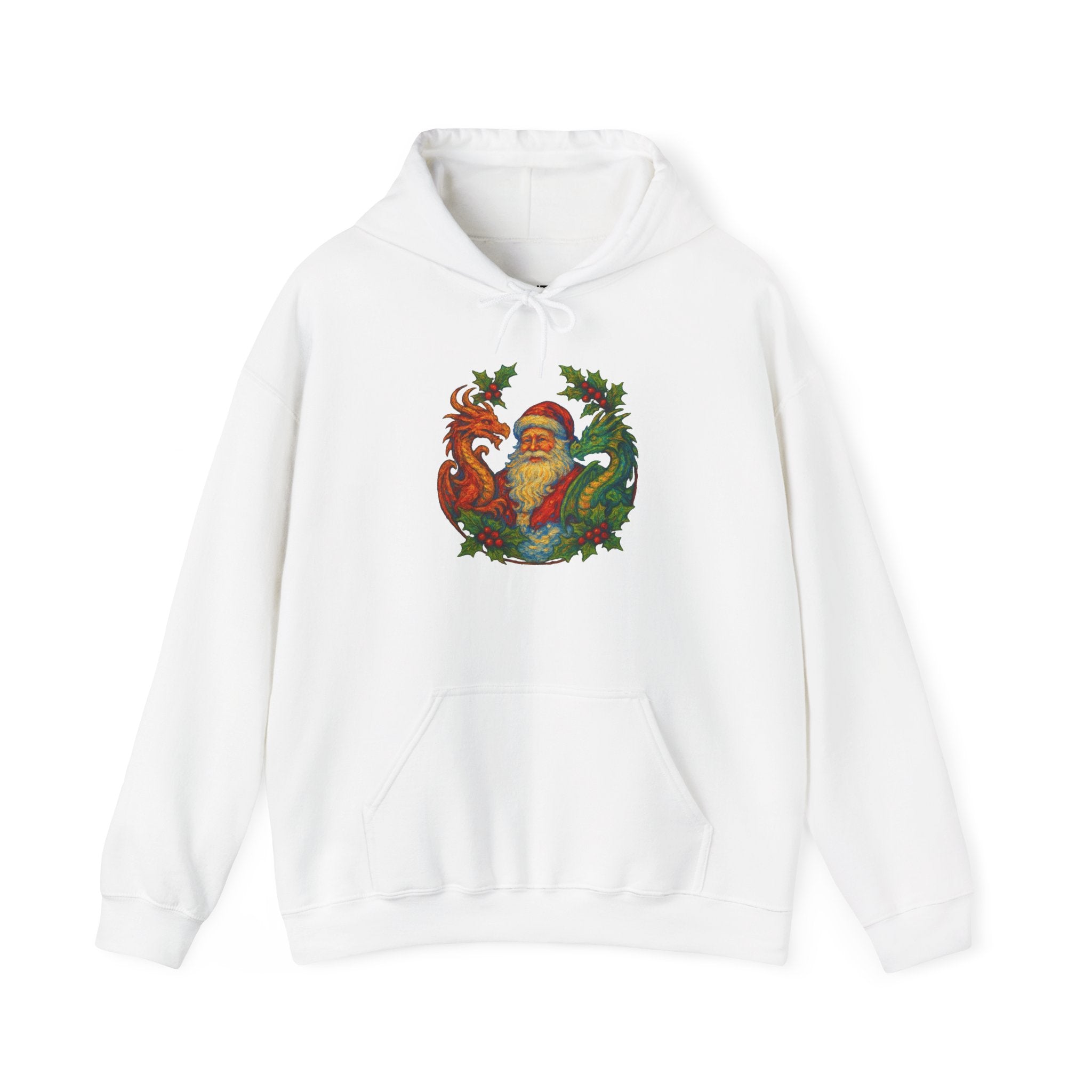 Vintage Santa Dragon Wreath Hoodie | Christmas Holiday Sweatshirt