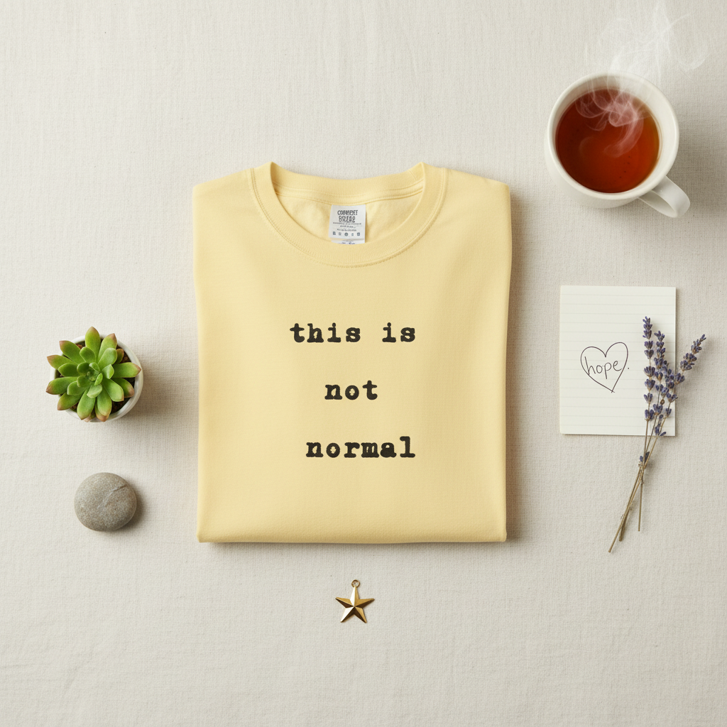 This Is Not Normal minimalist statement tee, styled shot