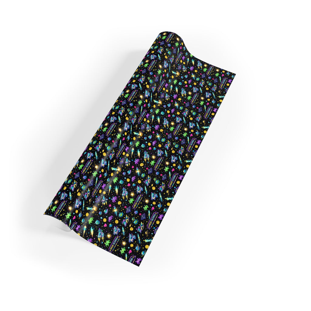 Retro Space Wrapping Paper Roll – Vintage Sci-Fi Galaxy Gift Wrap