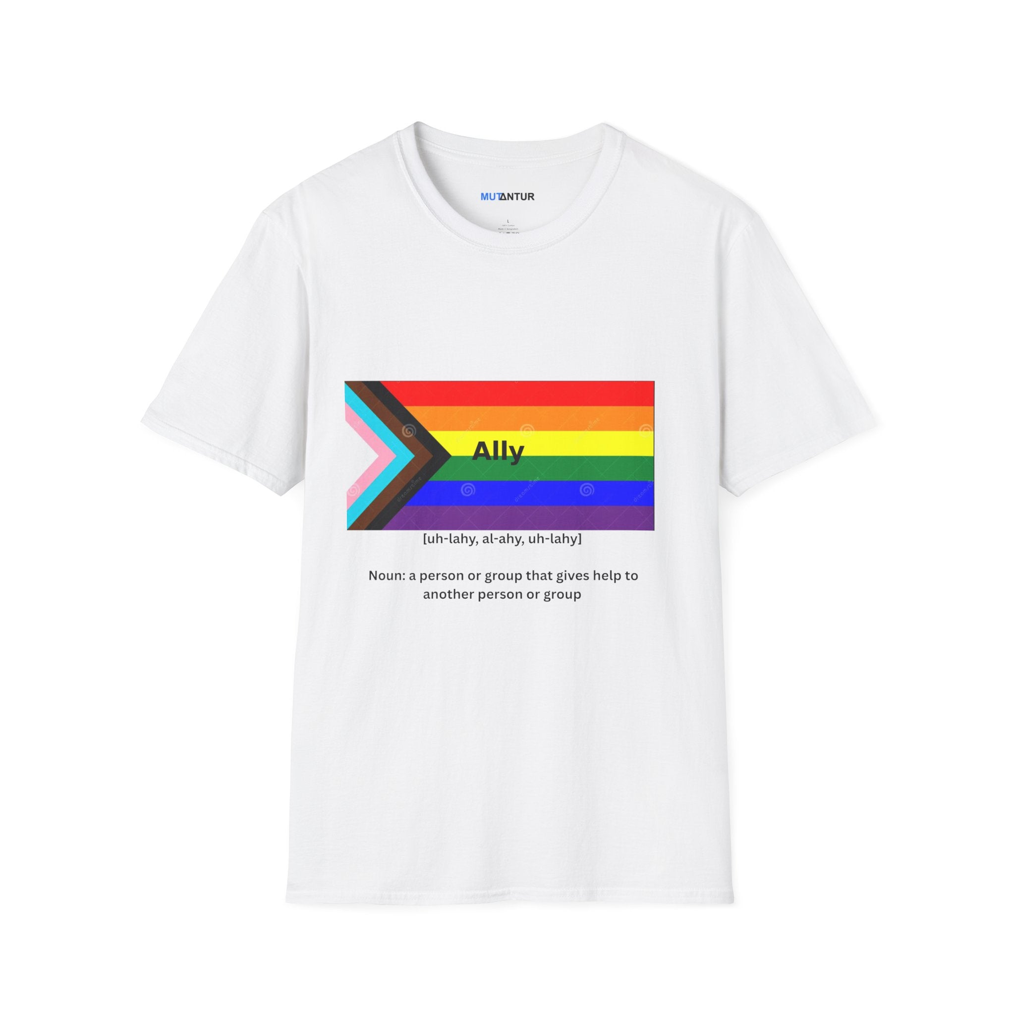 Pride Ally T-Shirt – Colorful LGBTQ+ Ally Graphic Unisex Softstyle Tee - Mutantur Labs LLC