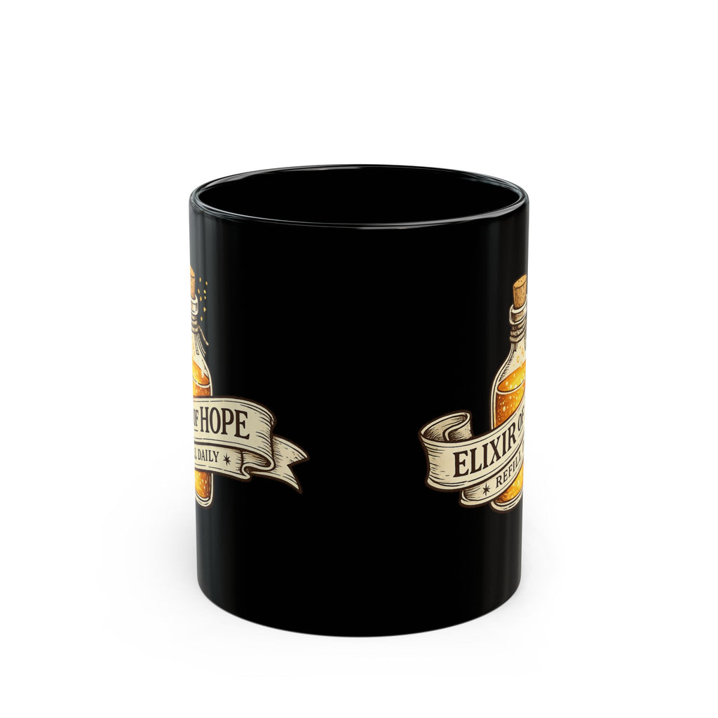 Elixir of Hope Black Ceramic Mug | Fantasy Potion Coffee Mug, 11 oz