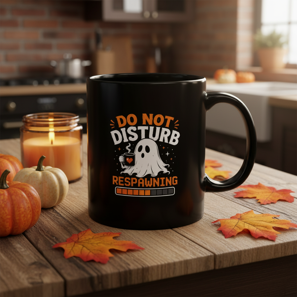 Do Not Disturb Respawning Mug — Halloween Gamer Black Coffee Cup 11oz