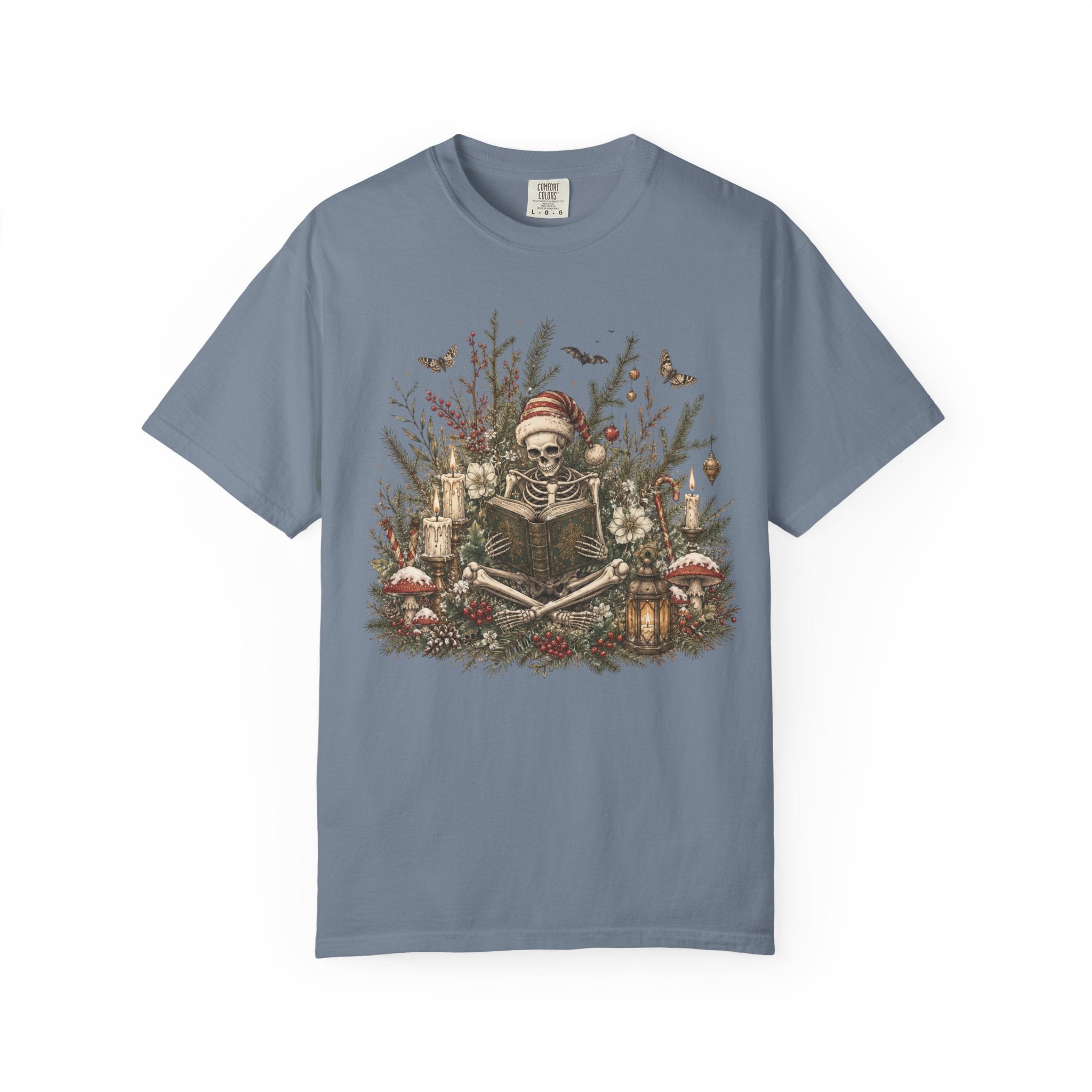 Skeleton Santa Holiday T-Shirt — Festive Gothic Christmas Comfort Colors Tee