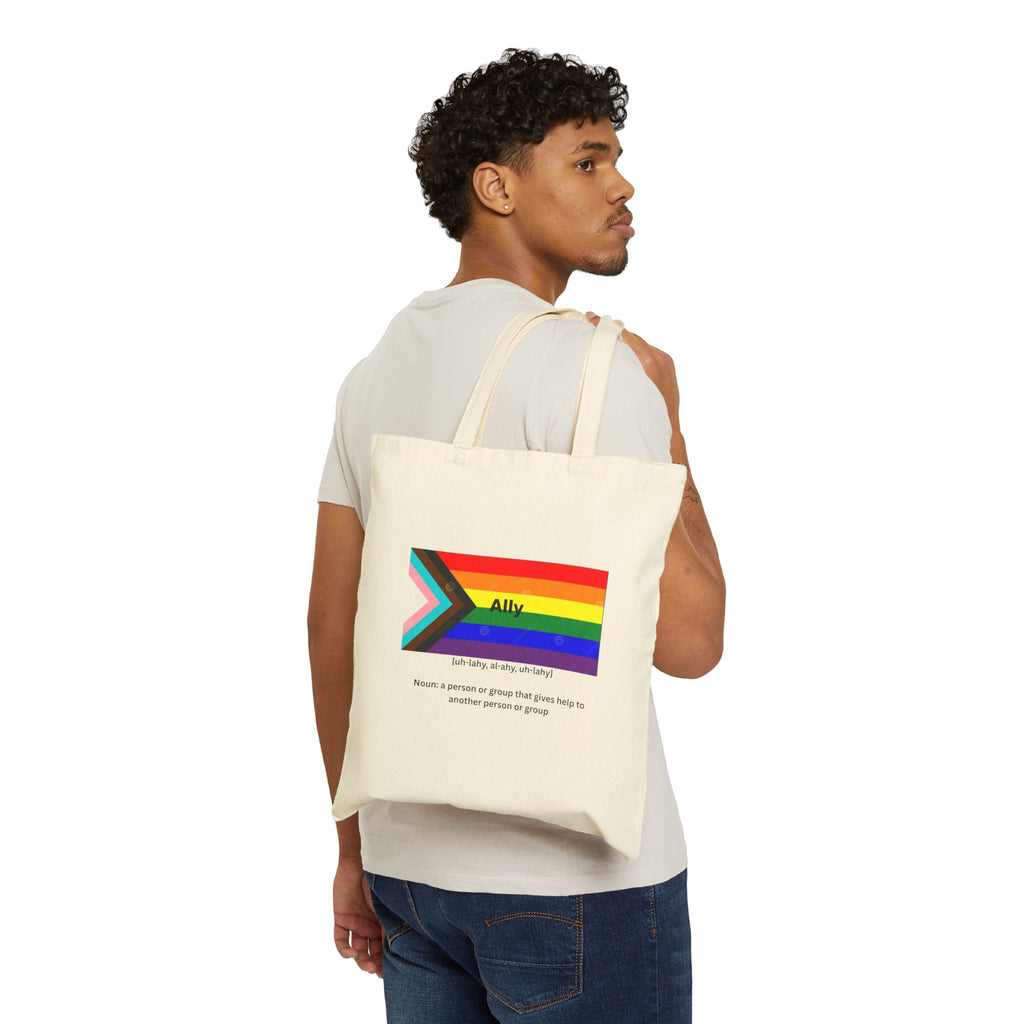 Ally Pride Tote Bag – Reusable Cotton Canvas LGBTQ+ Support Bag - Mutantur Labs LLC