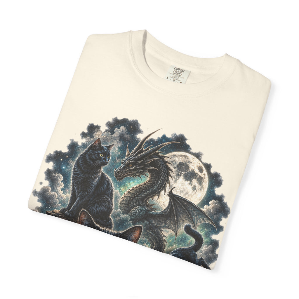 Mystic Moon Black Cat Midnight Dragon & Black Cat Comfort Colors Graphic Tee