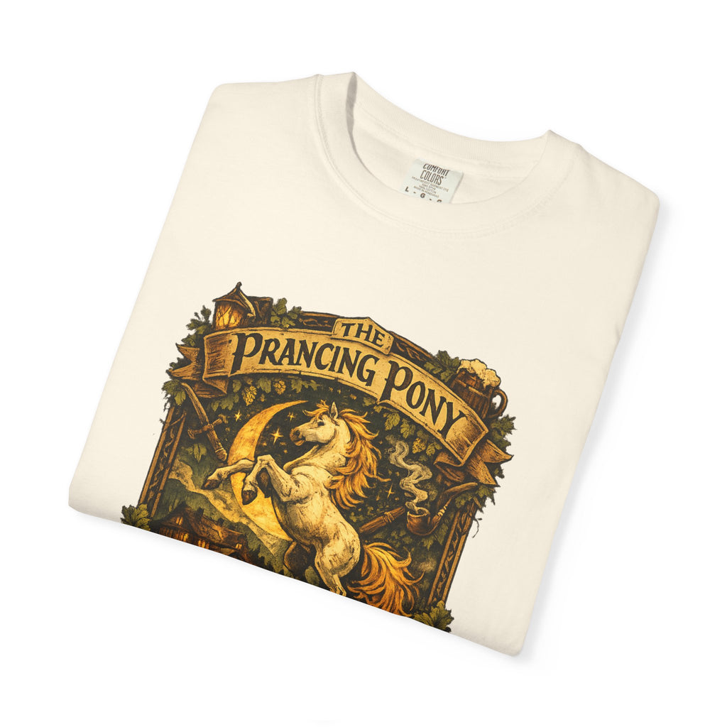 Prancing Pony Fantasy T-Shirt | Vintage Inn Heraldry Graphic Tee - Mutantur Labs LLC