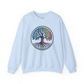 Rainbow Tree of Life graphic crewneck sweatshirt, product detail shot