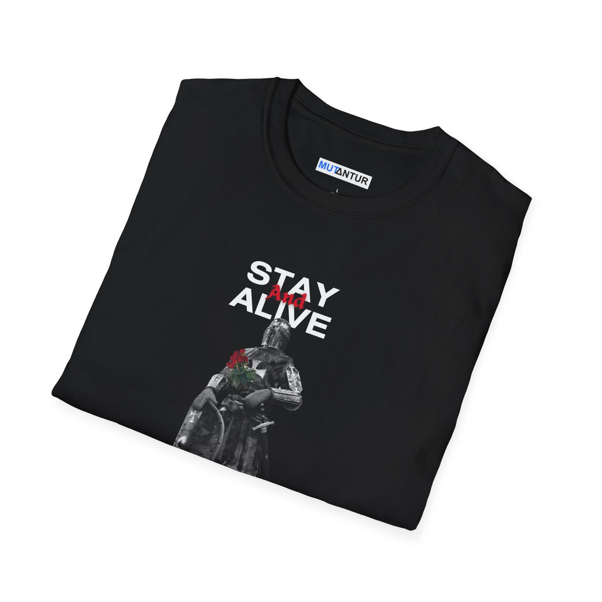 Stay Alive Quest On T-Shirt | Dark Fantasy Knight Gamer Tee - Mutantur Labs LLC