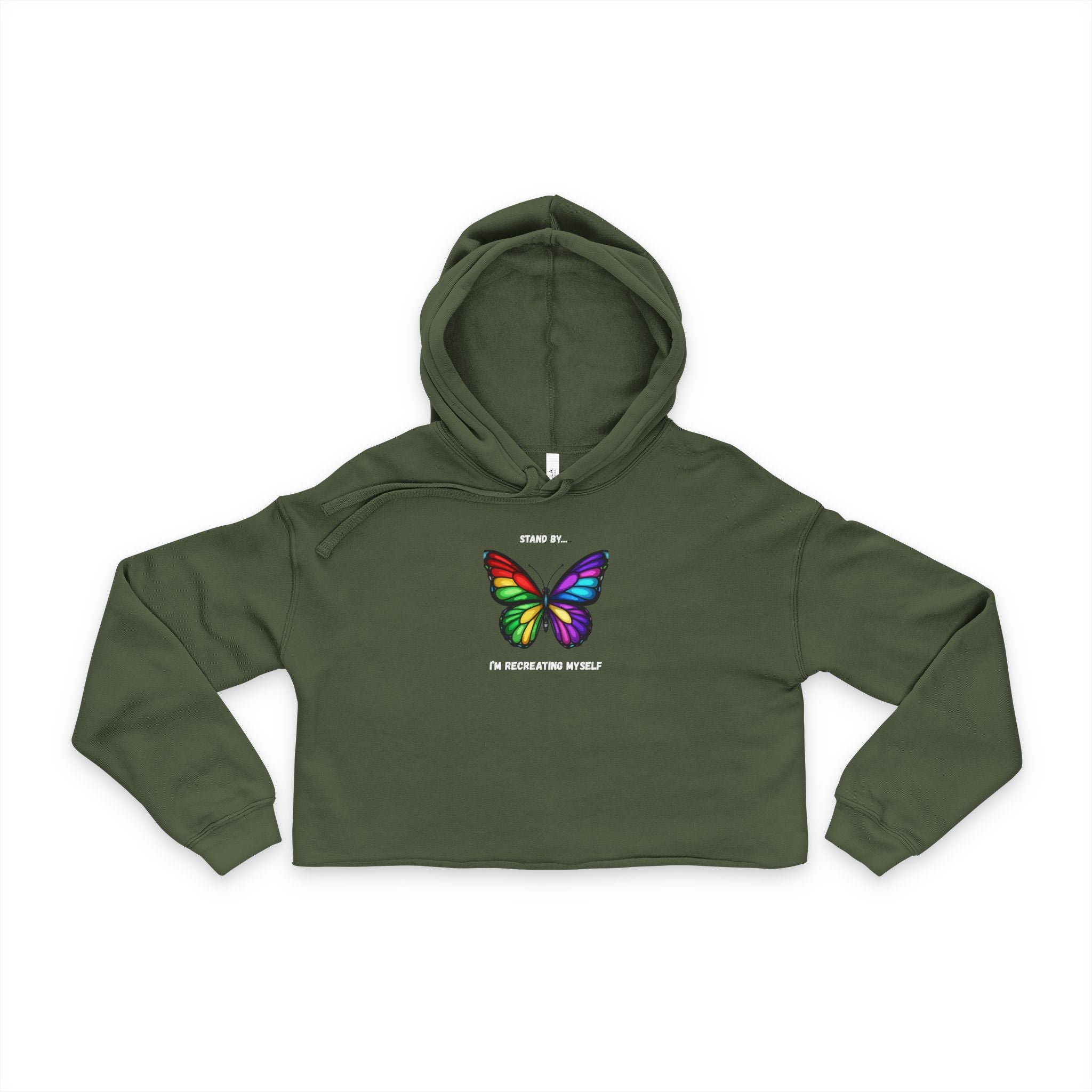 Stand by I'm Recreating myself Butterfly Cropped Hoodie - Mutantur Labs LLC