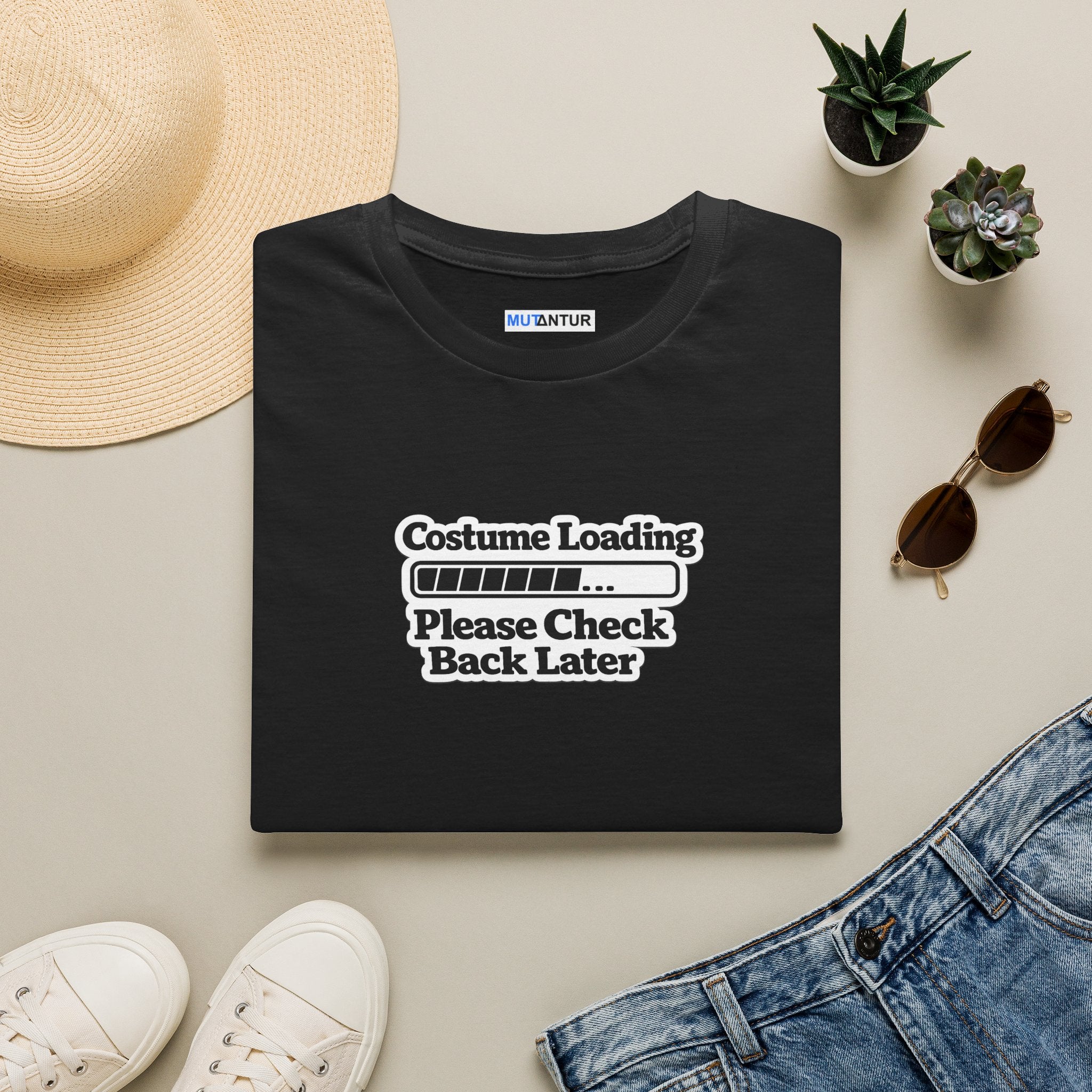 Costume Loading T-Shirt — "Please Check Back Later" Graphic Tee