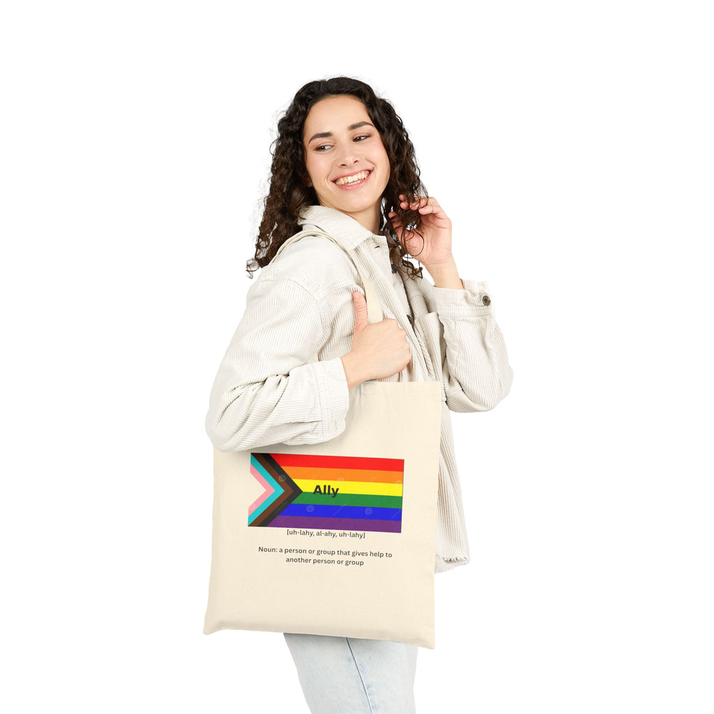 Ally Pride Tote Bag – Reusable Cotton Canvas LGBTQ+ Support Bag - Mutantur Labs LLC