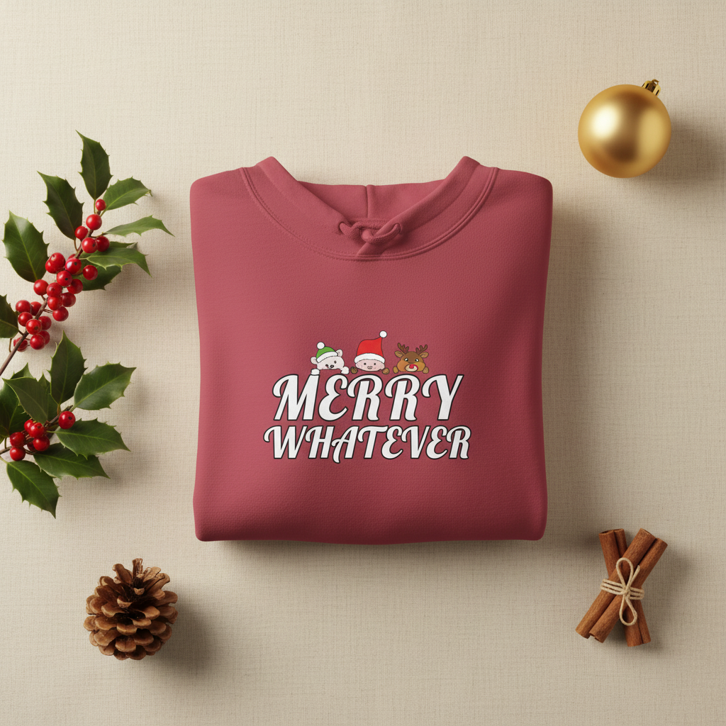 Merry Whatever Cute Animal Sarcastic Comfort Colors Hoodie