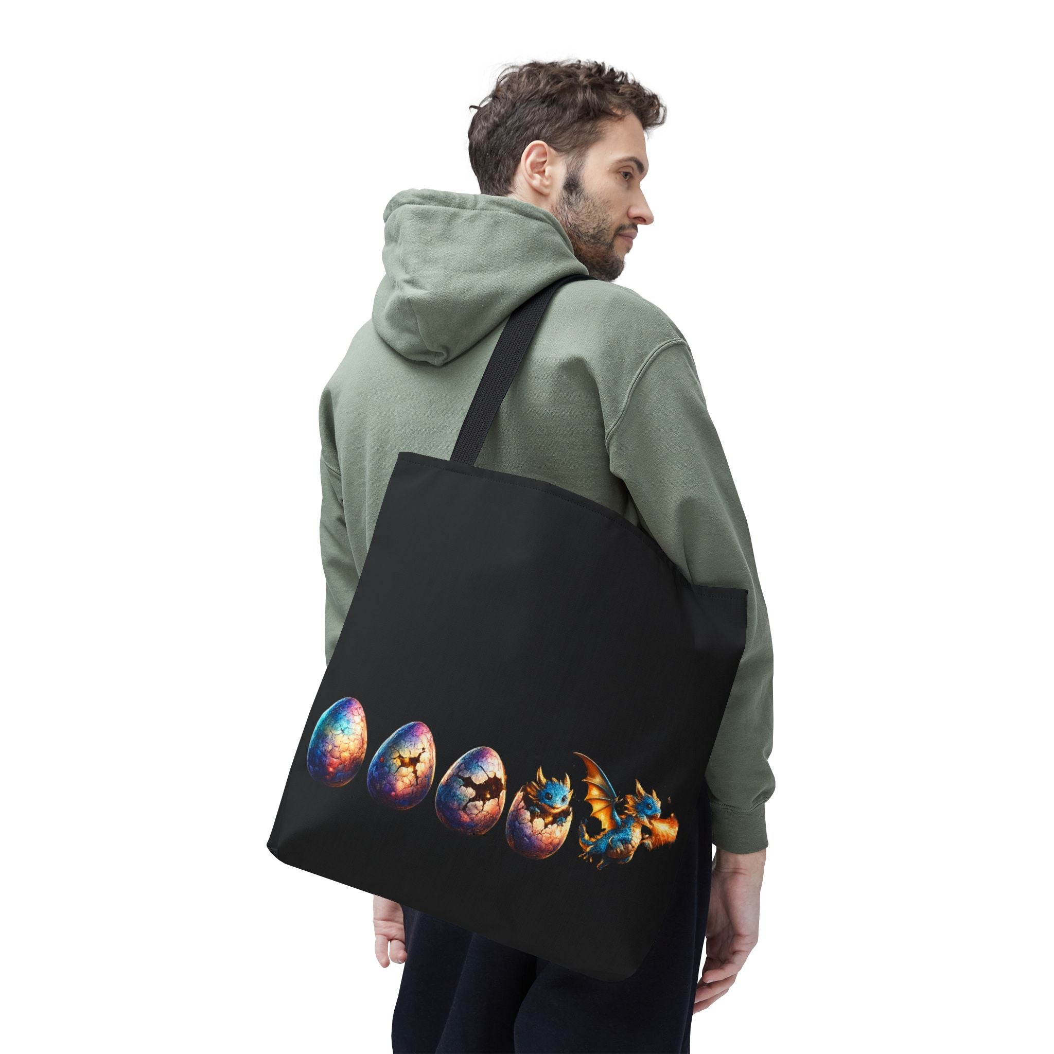Dragon Hatchling Tote Bag | Cute Baby Dragon Hatching from Egg Fantasy Bag - Mutantur Labs LLC