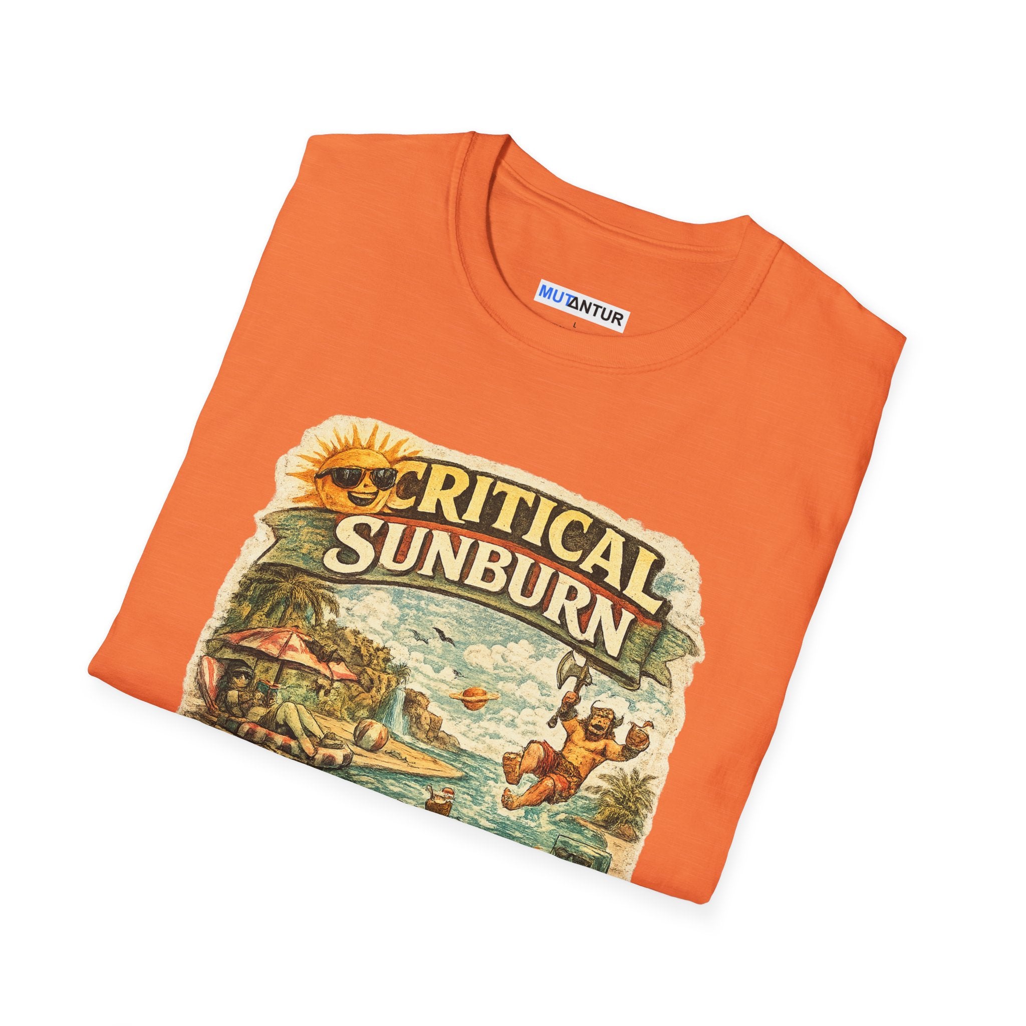 Critical Sunburn Beach T-Shirt – Retro Tropical Vacation Graphic Tee - Mutantur Labs LLC