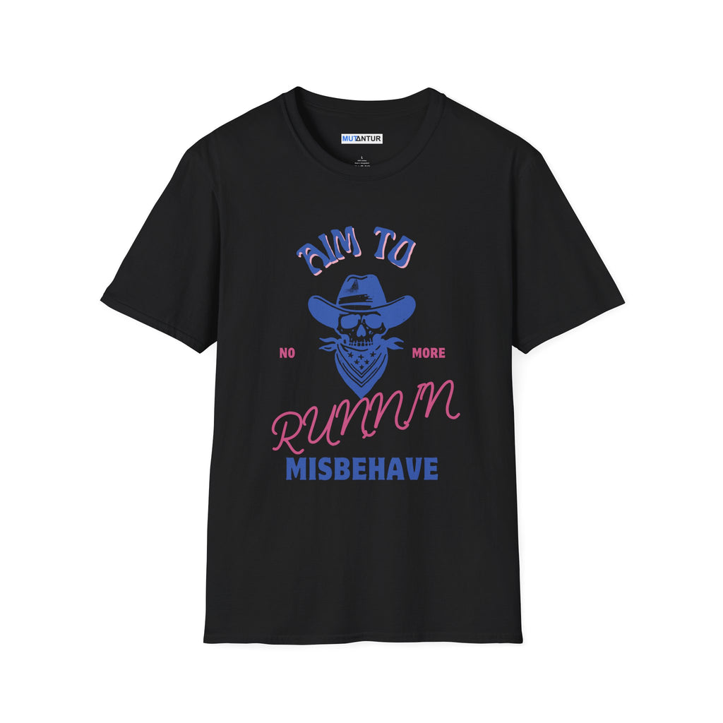 Aim to Misbehave No more Runnin' Skull Cowboy Graphic Tee - Mutantur Labs LLC
