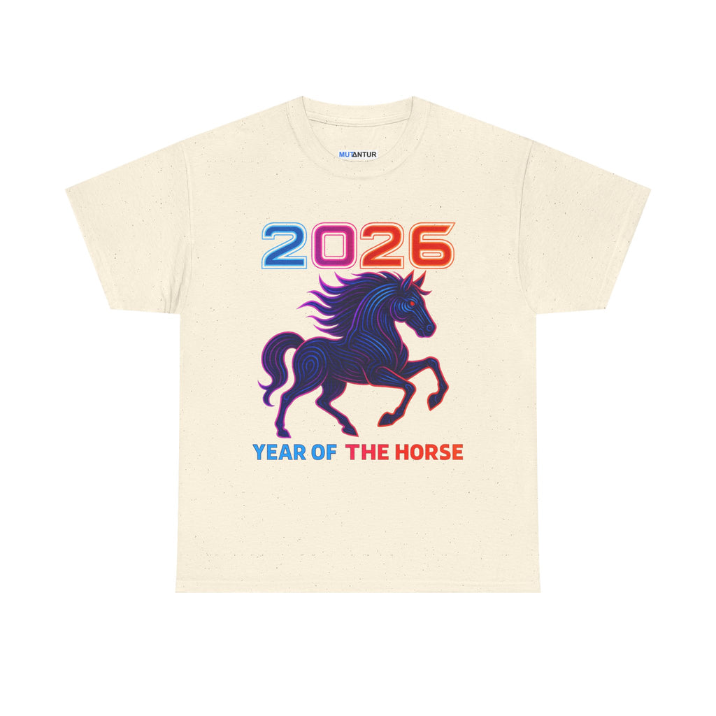 2026 Year of the Horse T-Shirt – Neon Stallion Graphic Tee - Mutantur Labs LLC