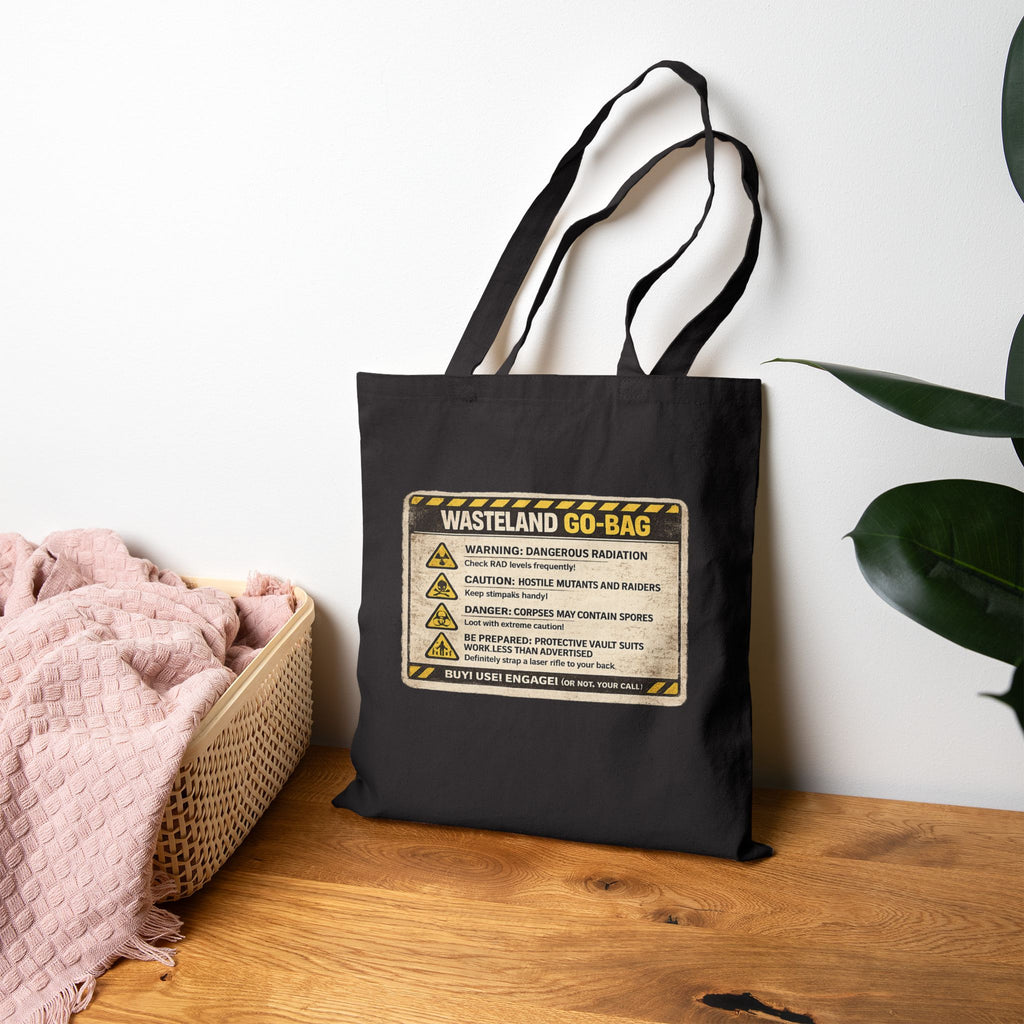 Wasteland Go-Bag Canvas Tote — Post-Apocalyptic Survival Warning Print - Mutantur Labs LLC