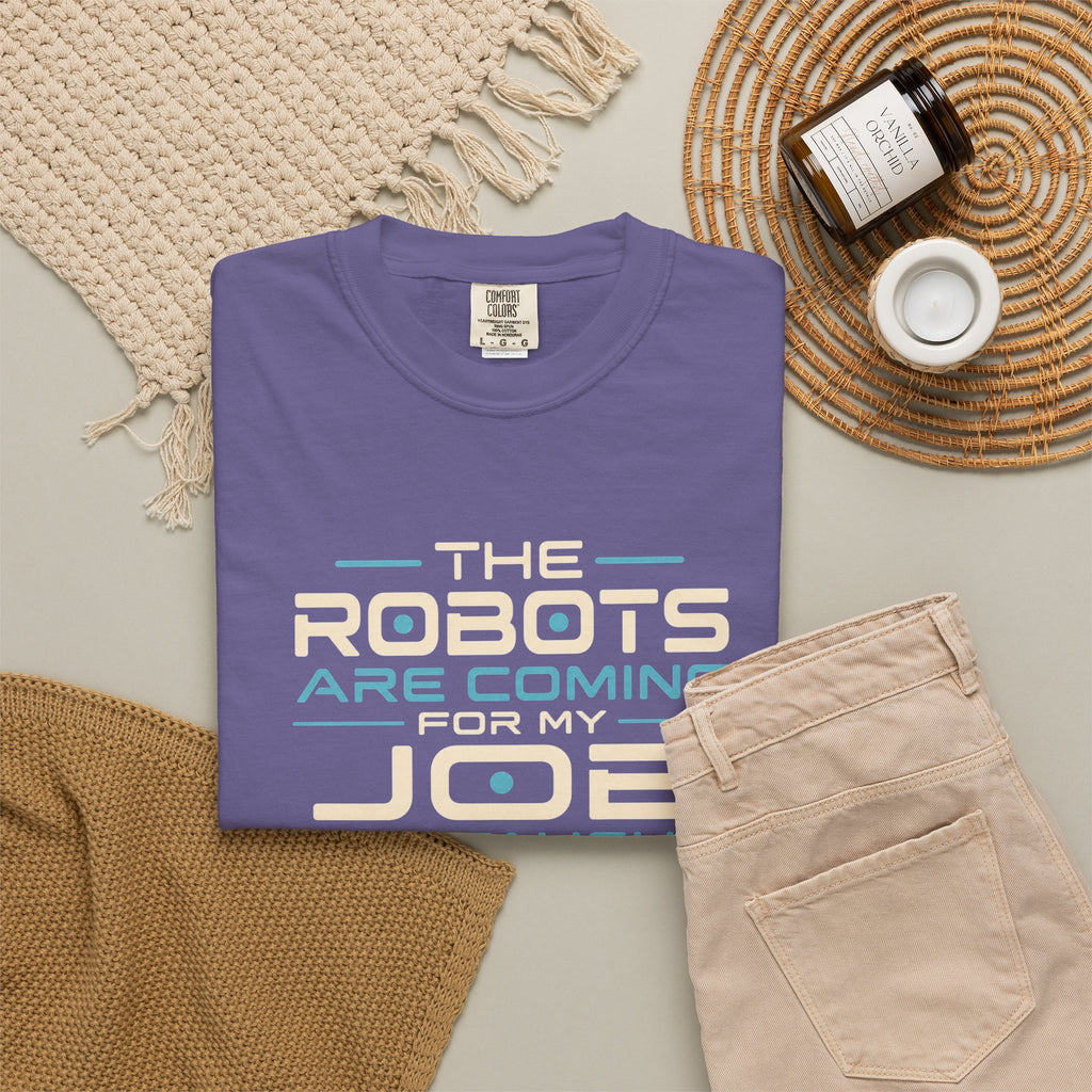 "The Robots Are Coming For My Job So I Taught Them To Be Nice" Retro Sci‑Fi Graphic Comfort Colors tee