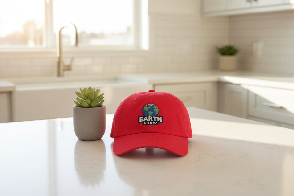Earth Crew Dad Cap – Embroidered Globe Baseball Hat - Mutantur Labs LLC