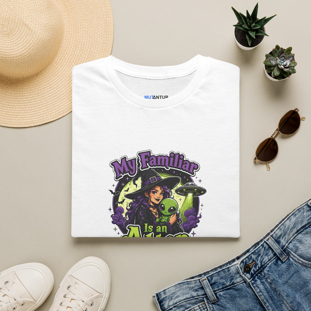 My Familiar Is an Alien T-Shirt — Witch & Cute Alien Graphic Tee