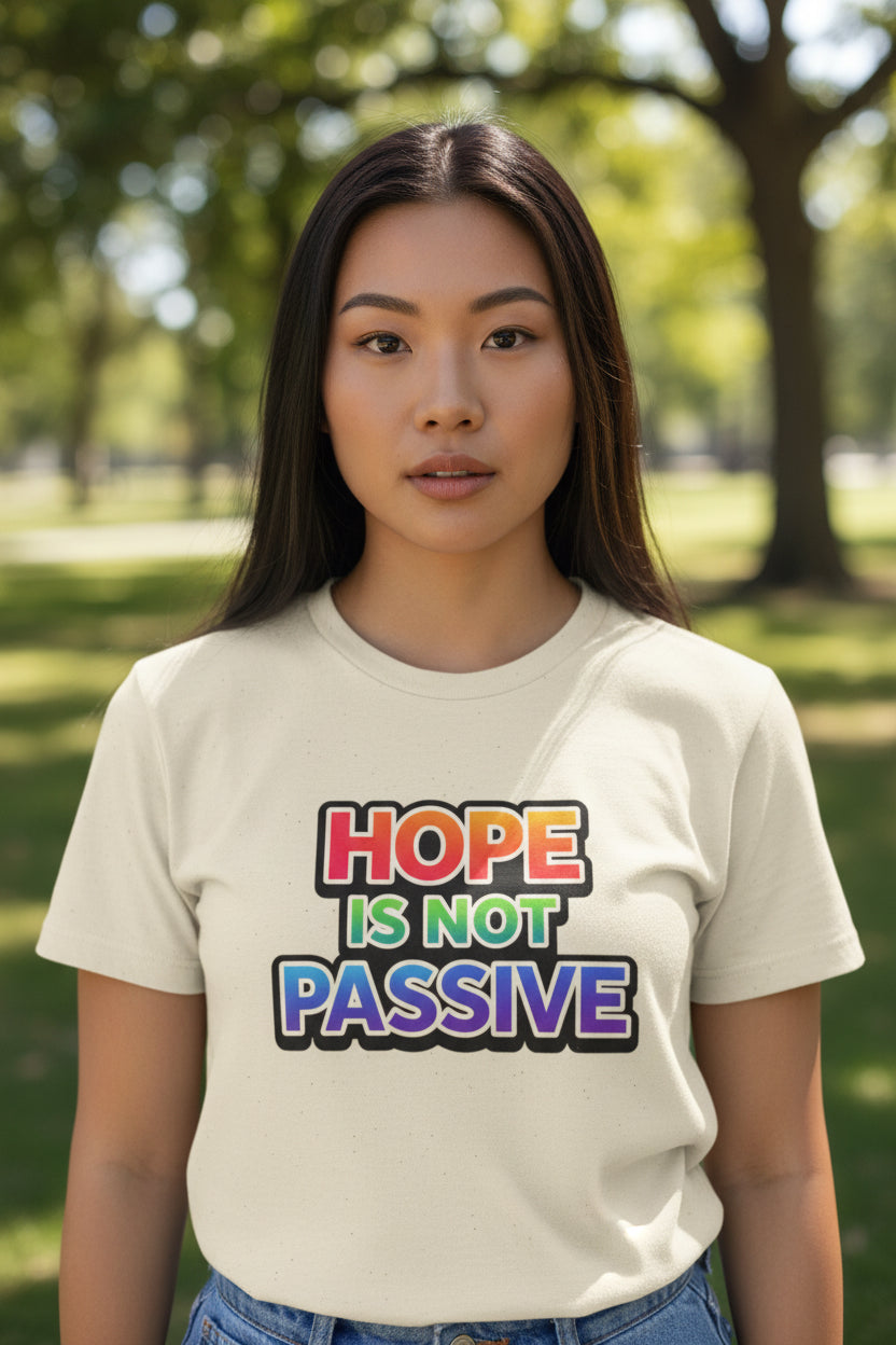 Hope Is Not Passive T-Shirt — Bold Rainbow Activist Tee - Mutantur Labs LLC