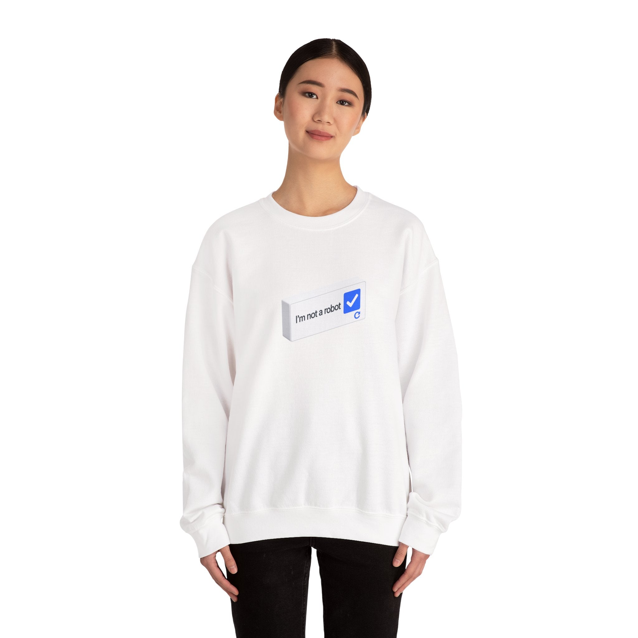 I'm Not a Robot checkbox graphic Sweatshirt | CAPTCHA humor - Mutantur Labs LLC
