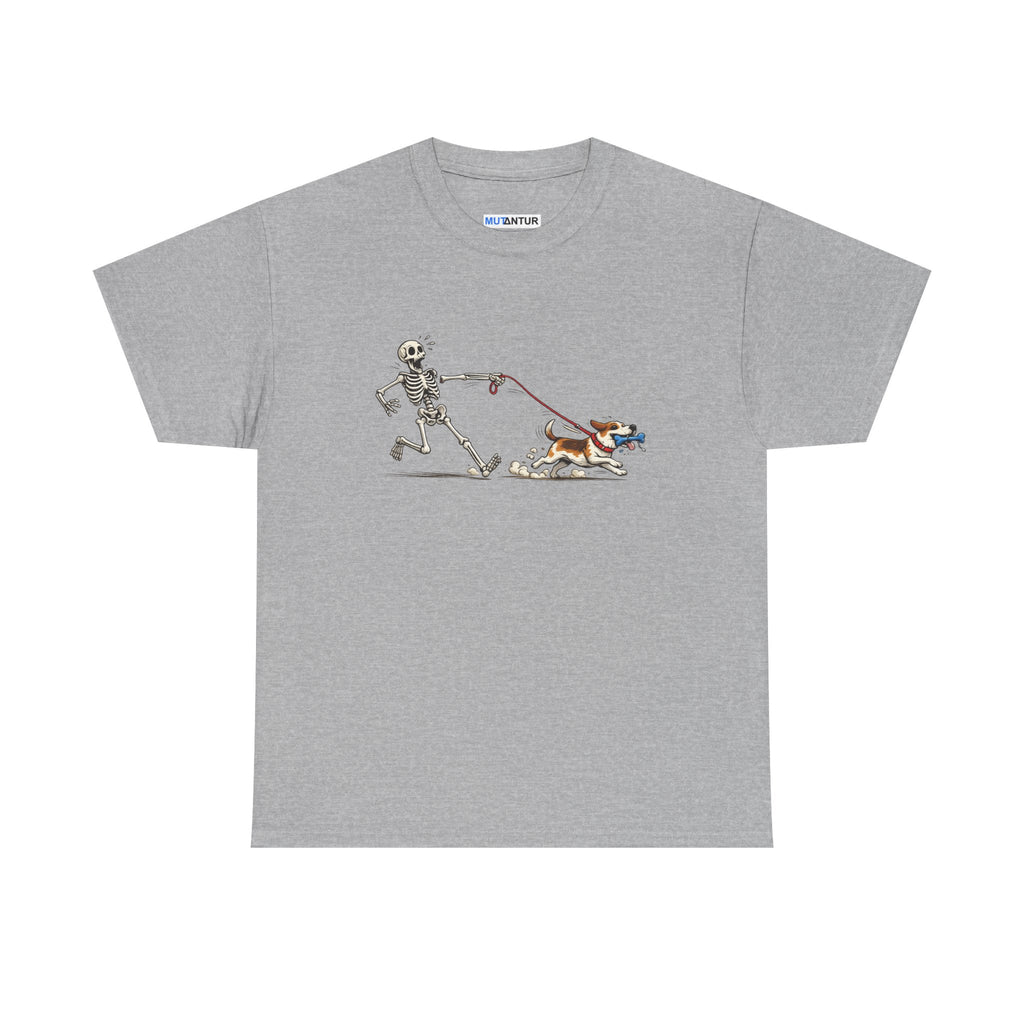 Skeleton Walking Dog T-Shirt | Funny Halloween Pet Graphic Tee - Mutantur Labs LLC