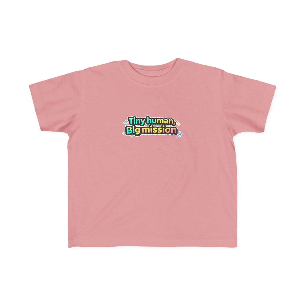 Tiny Human Big Mission Toddler T-Shirt — Colorful Sci-Fi Kids Graphic Tee
