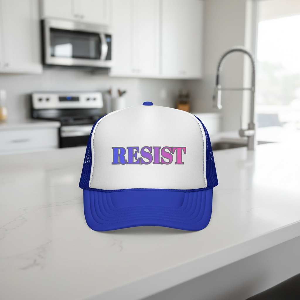 Resist retro gradient trucker cap, side view