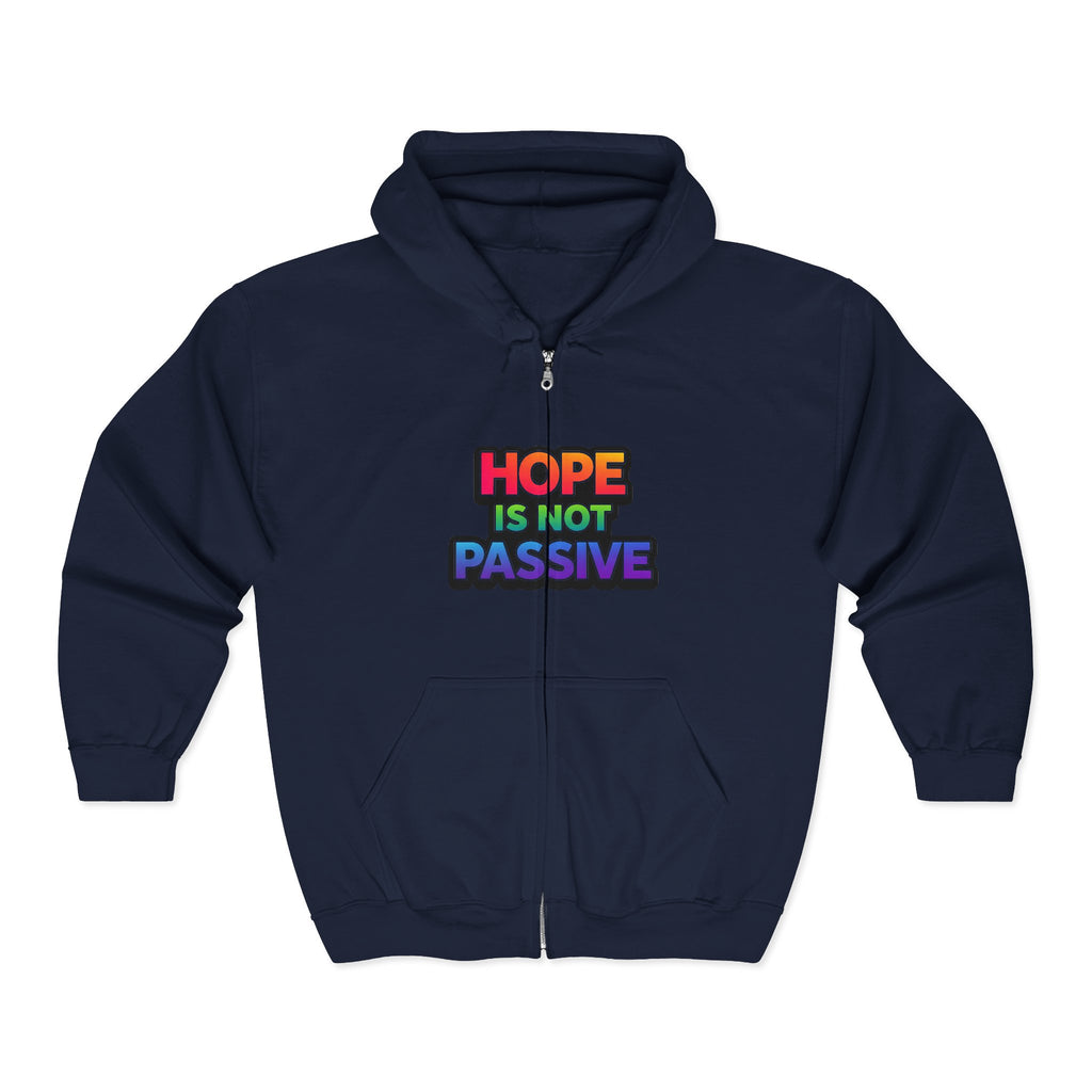 Hope Is Not Passive Hoodie | Rainbow Statement Graphic Pullover - Mutantur Labs LLC