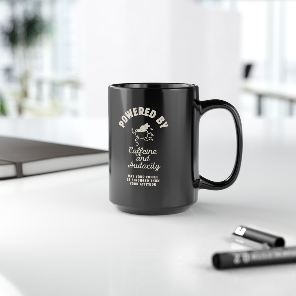 Powered by Caffeine and Audacity Mug | Funny Coffee Cup - Mutantur Labs LLC
